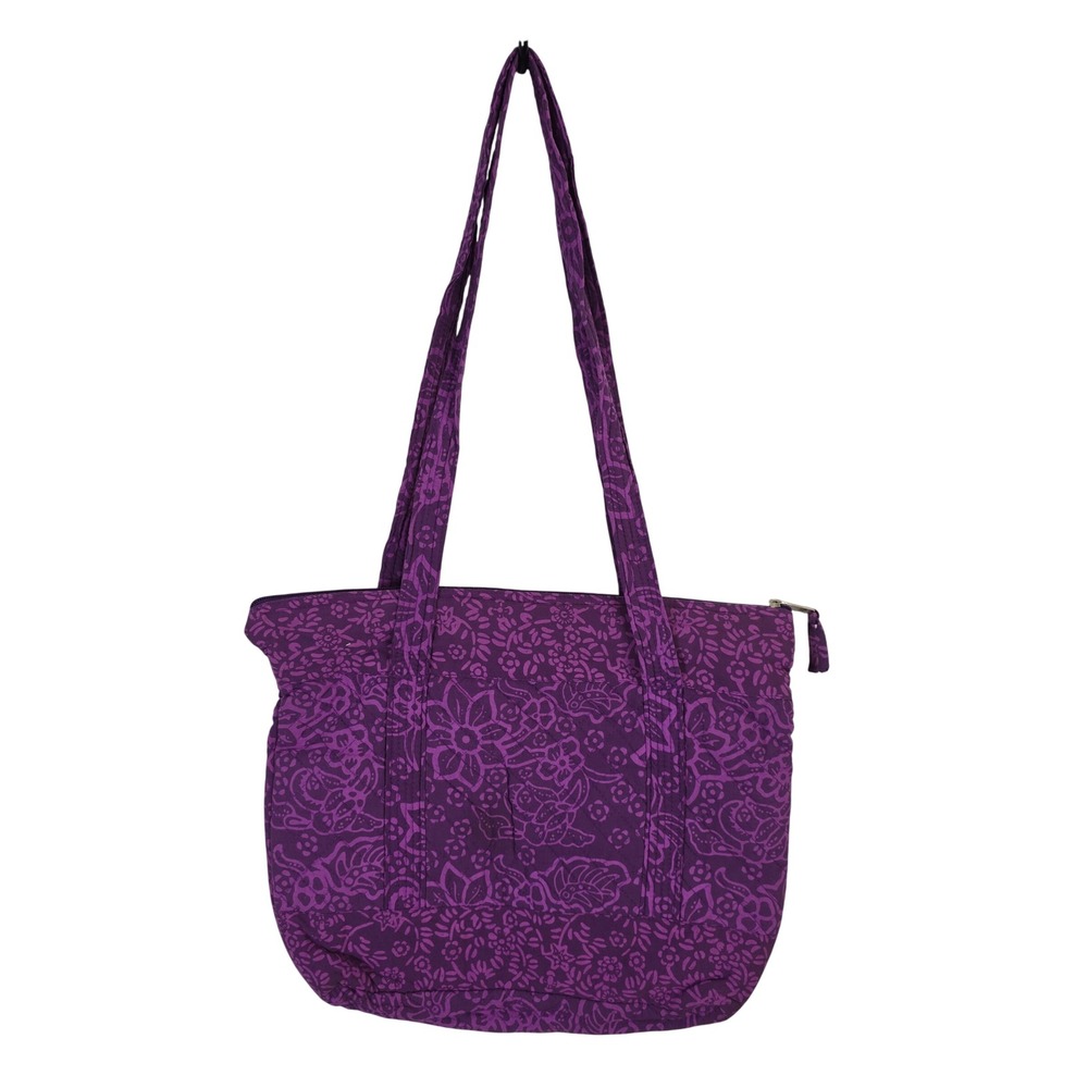 Blue Ginger Hawaiian Designs Purple Floral Batik Quilted Rayon Tote Shoulder Bag